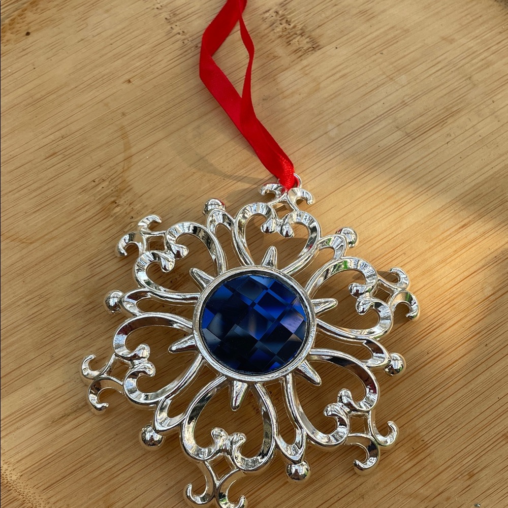 Lenox snowflake Silver and Blue Holiday Ornament